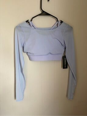 Kimberly Lavender Long-Sleeve Cropped Active Top with Shelf Bra